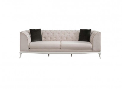 Living room fabric sofa three-seater Chesterfield couch sofa 3-seater beige fabric